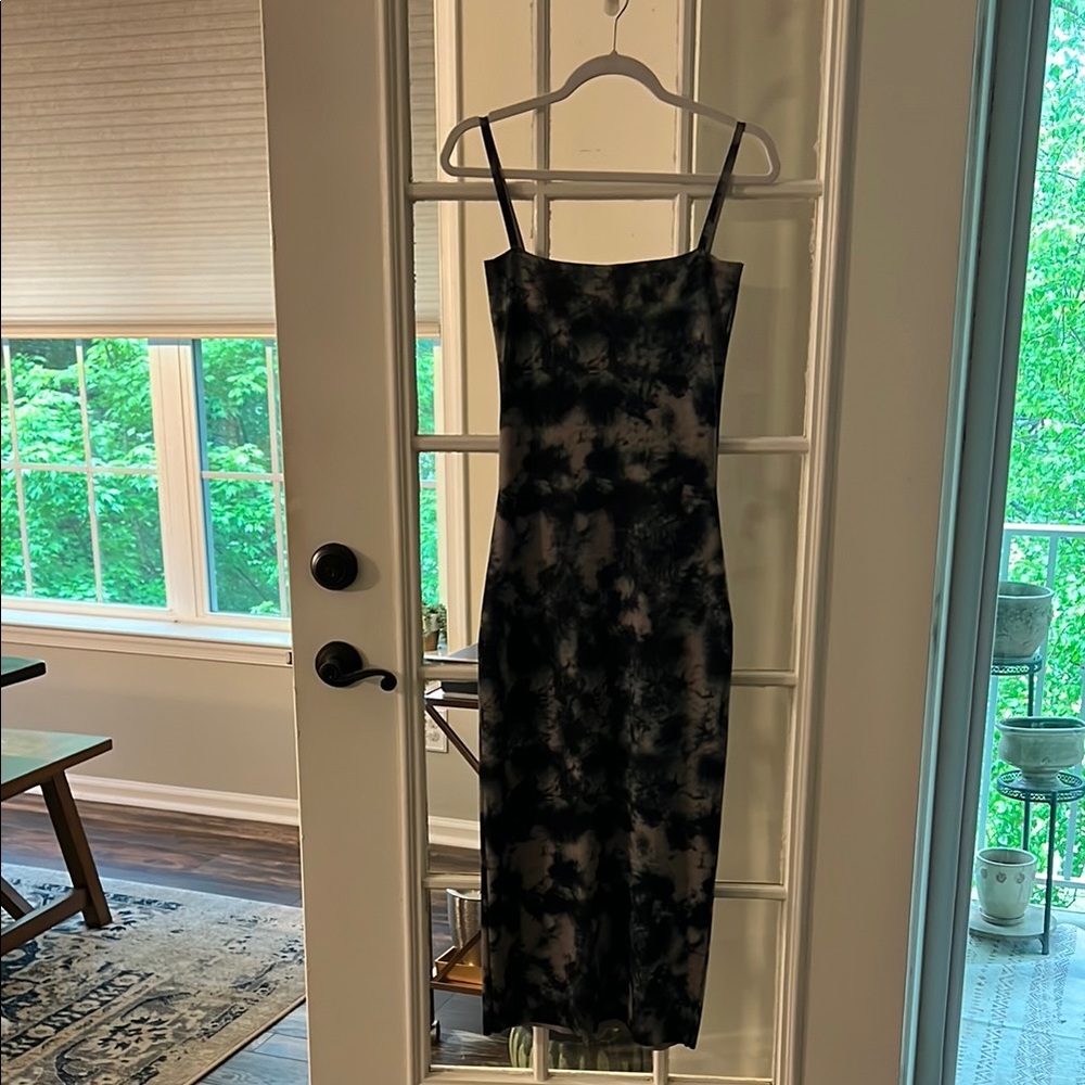 Zara Black Sheath Midi Dress Spaghetti Strap
